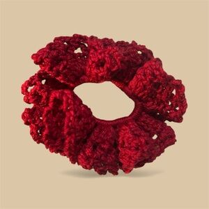 Red Crochet Hair Scrunchie